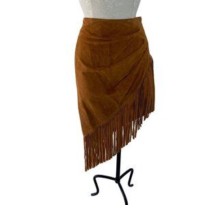 Frontier Collection Vintage Womens Skirt Size 10 Brown Fringe Suede USA